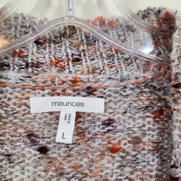 Maurices‎ multi color knit oversized open front cardigan sweater womans size L - Picture 3 of 9